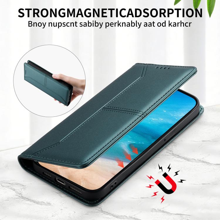 For iPhone 11 Pro Stitched Line Magnetic RFID Vegan Leather Phone Case