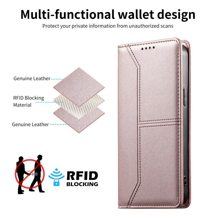 For iPhone 11 Pro Stitched Line Magnetic RFID Vegan Leather Phone Case