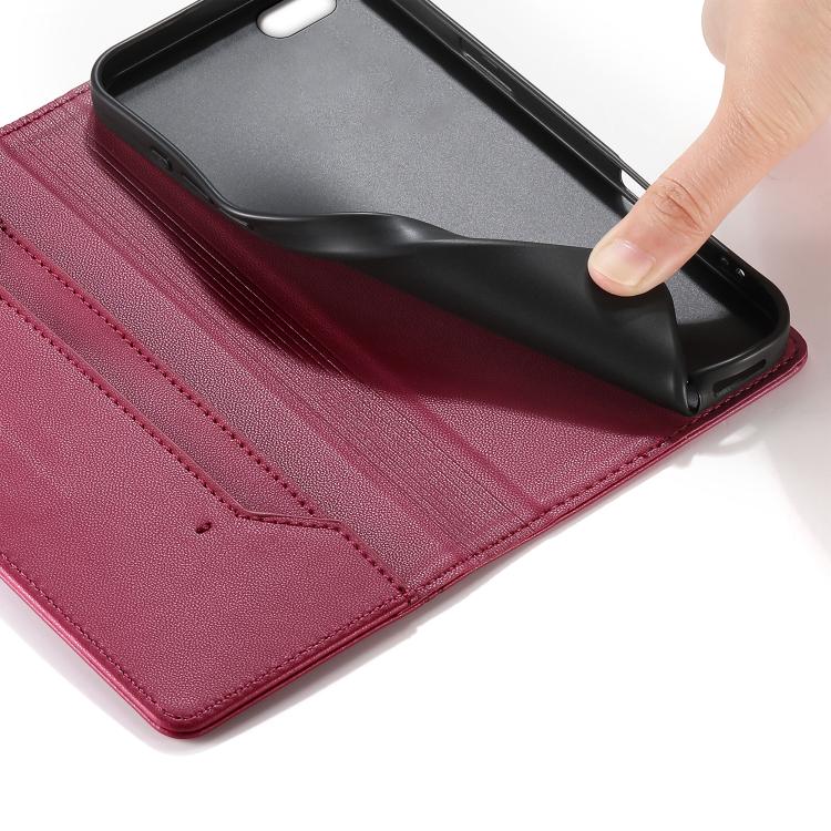 For iPhone 8 Plus / 7 Plus Stitched Line Magnetic RFID Vegan Leather Phone Case