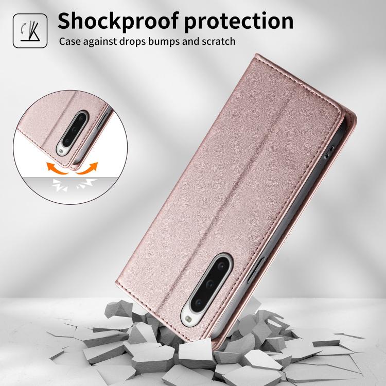 For Sony Xperia 10 V Stitched Line Magnetic RFID Vegan Leather Phone Case