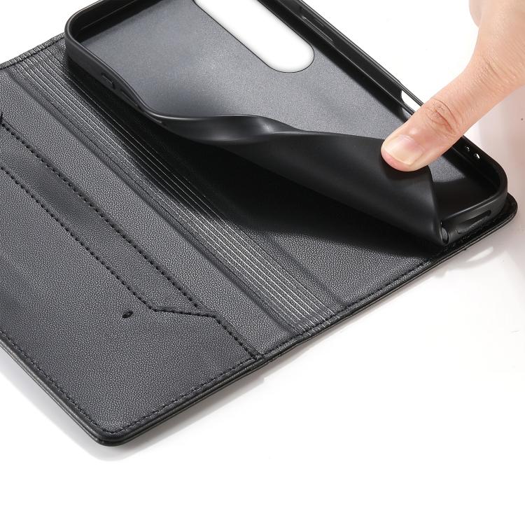 For Sony Xperia 1 V Stitched Line Magnetic RFID Vegan Leather Phone Case