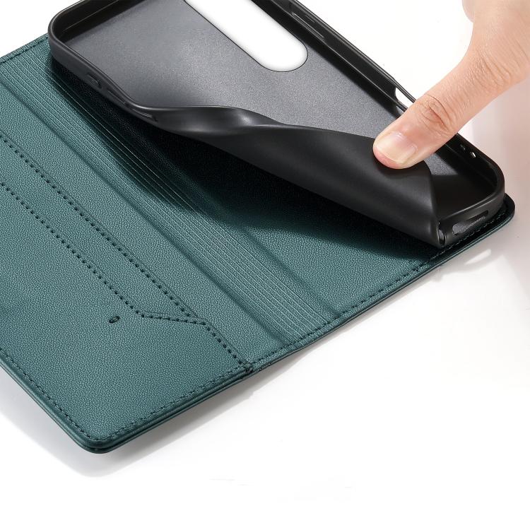 For Sony Xperia 1 V Stitched Line Magnetic RFID Vegan Leather Phone Case