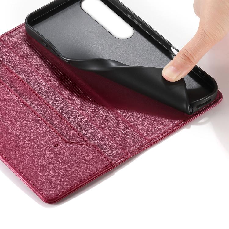 For Sony Xperia 1 V Stitched Line Magnetic RFID Vegan Leather Phone Case