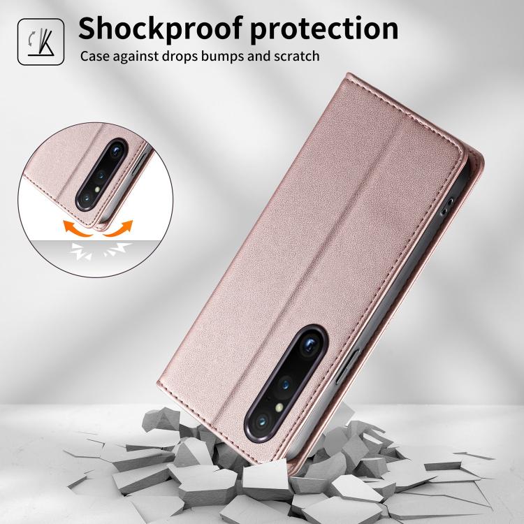 For Sony Xperia 1 V Stitched Line Magnetic RFID Vegan Leather Phone Case