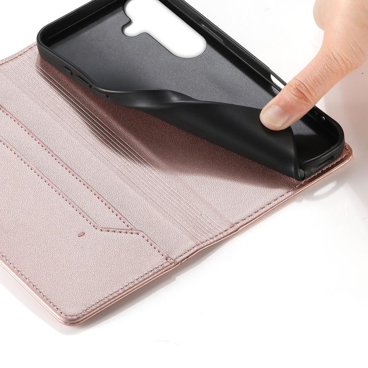 For Samsung Galaxy S26 5G Stitched Line Magnetic RFID Vegan Leather Phone Case