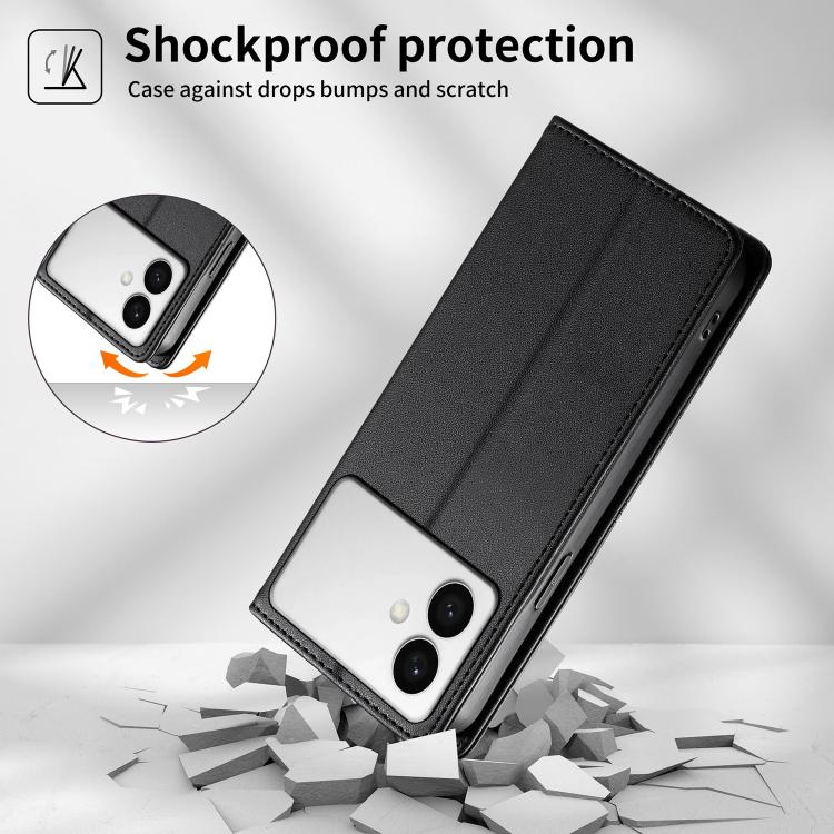 For Samsung Galaxy S26 Edge 5G Stitched Line Magnetic RFID Vegan Leather Phone Case