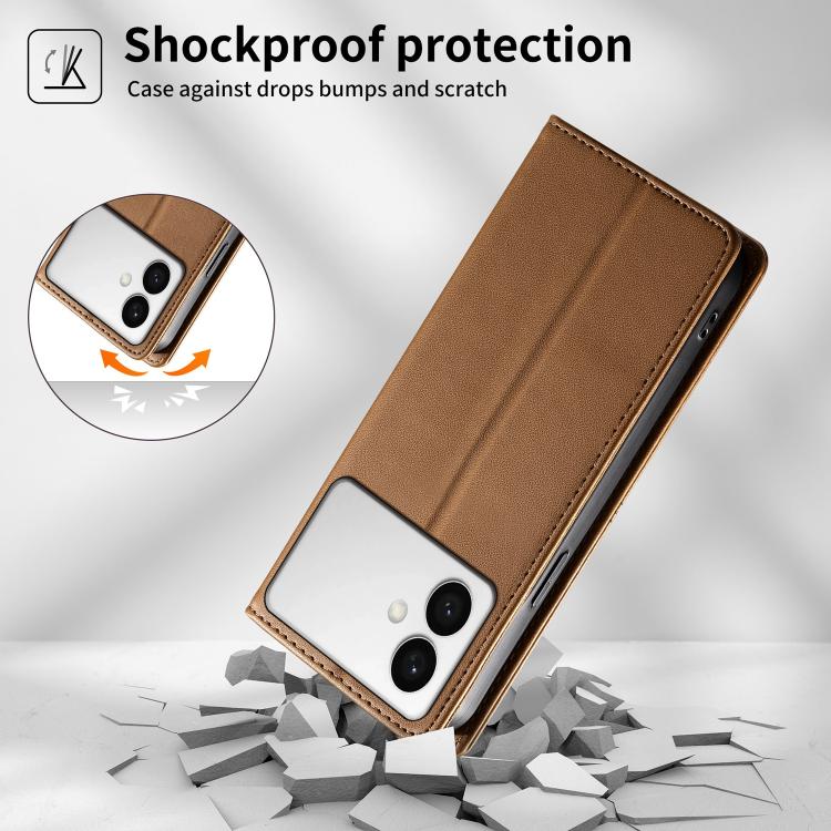 For Samsung Galaxy S26 Edge 5G Stitched Line Magnetic RFID Vegan Leather Phone Case
