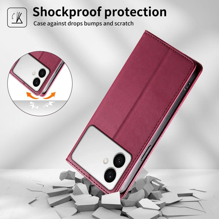 For Samsung Galaxy S26 Edge 5G Stitched Line Magnetic RFID Vegan Leather Phone Case