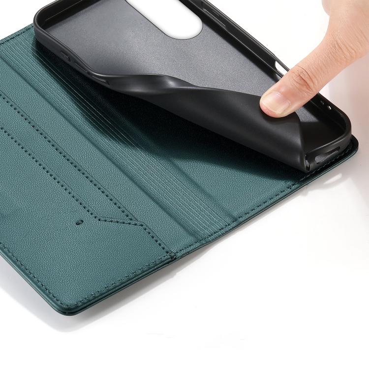 For Samsung Galaxy S25 Edge 5G Stitched Line Magnetic RFID Vegan Leather Phone Case