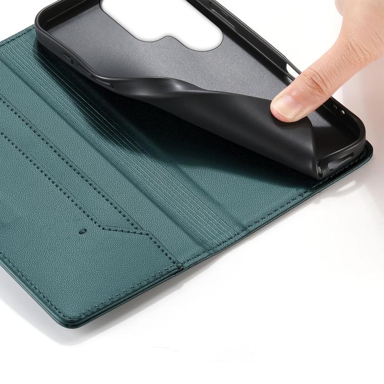 For Samsung Galaxy S23 Ultra 5G Stitched Line Magnetic RFID Vegan Leather Phone Case