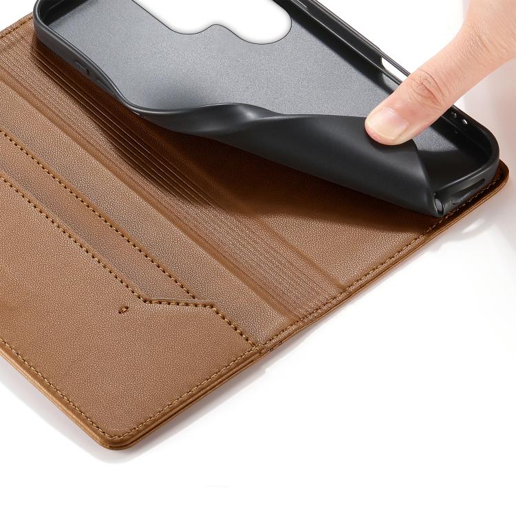 For Samsung Galaxy S23 Ultra 5G Stitched Line Magnetic RFID Vegan Leather Phone Case