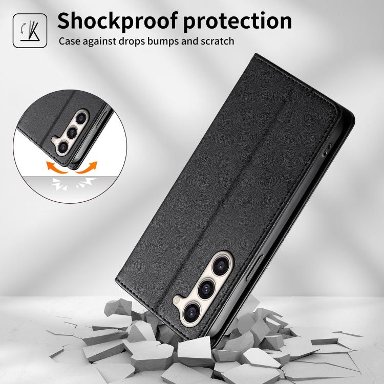 For Samsung Galaxy S23+ 5G Stitched Line Magnetic RFID Vegan Leather Phone Case