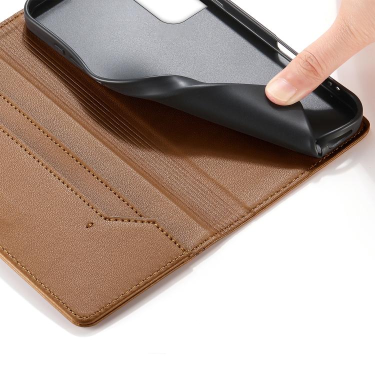 For Samsung Galaxy S21 FE 5G Stitched Line Magnetic RFID Vegan Leather Phone Case