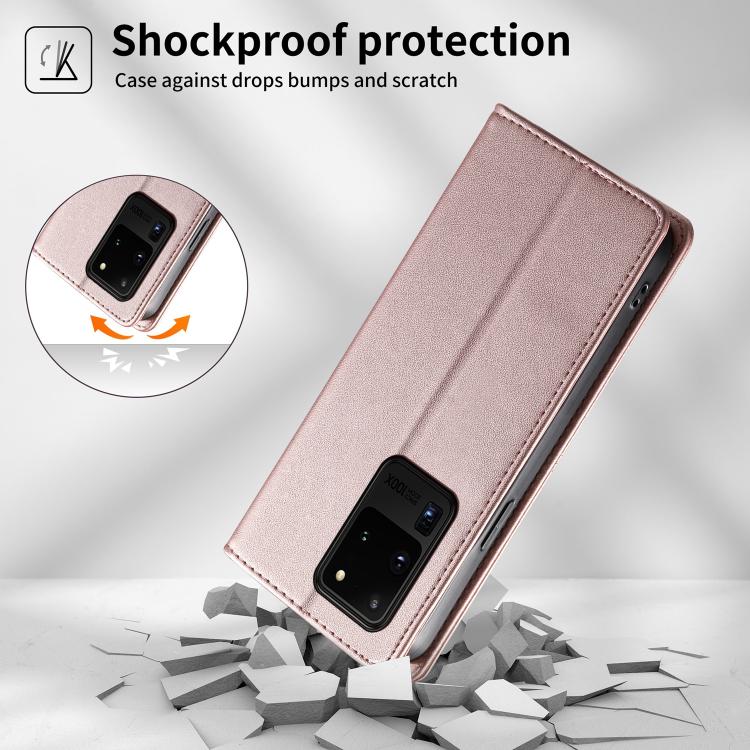 For Samsung Galaxy S20 Ultra Stitched Line Magnetic RFID Vegan Leather Phone Case