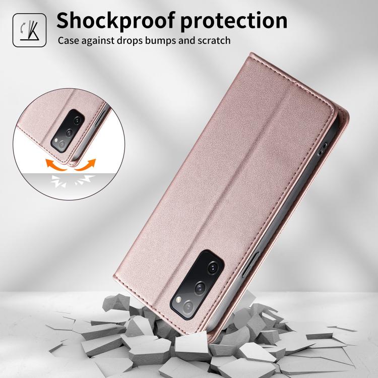 For Samsung Galaxy S20 FE Stitched Line Magnetic RFID Vegan Leather Phone Case
