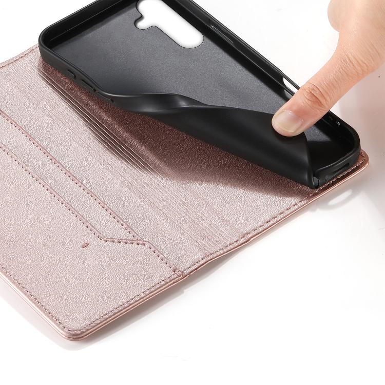 For Samsung Galaxy A24 4G Stitched Line Magnetic RFID Vegan Leather Phone Case