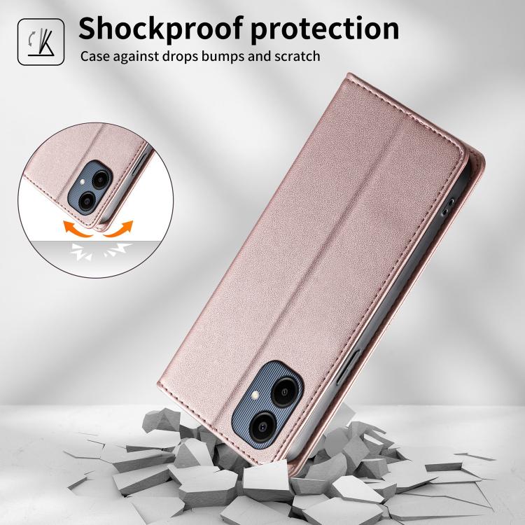 For Samsung Galaxy A06 / A07 4G / 5G Stitched Line Magnetic RFID Vegan Leather Phone Case