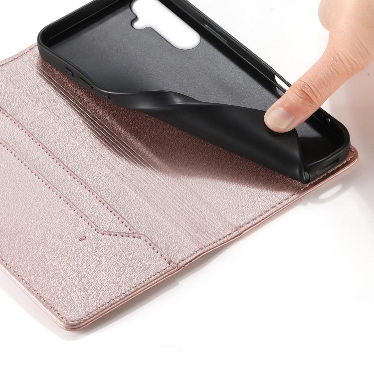 For Samsung Galaxy A05s Stitched Line Magnetic RFID Vegan Leather Phone Case