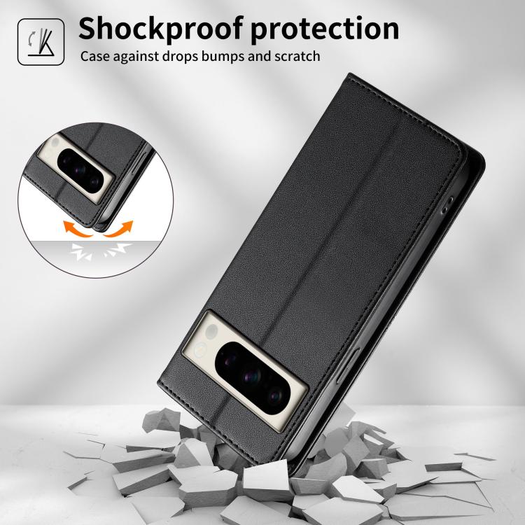 For Google Pixel 8 Pro Stitched Line Magnetic RFID Vegan Leather Phone Case