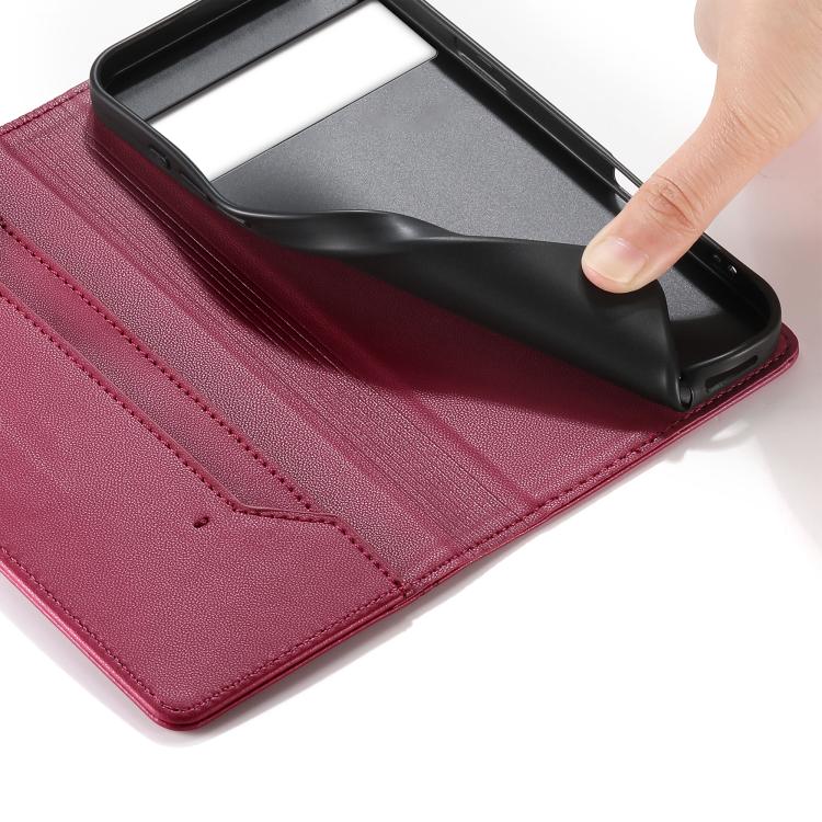 For Google Pixel 8 Pro Stitched Line Magnetic RFID Vegan Leather Phone Case