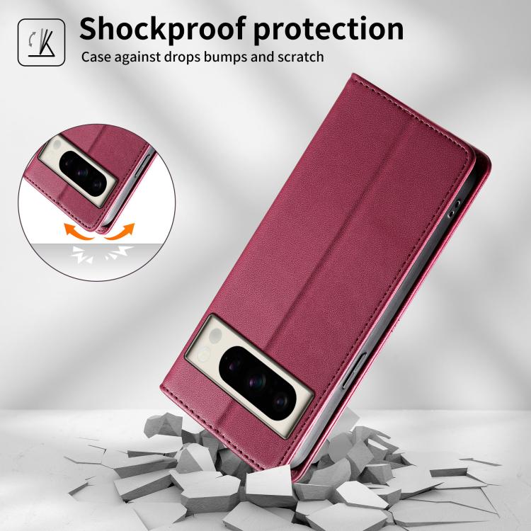 For Google Pixel 8 Pro Stitched Line Magnetic RFID Vegan Leather Phone Case