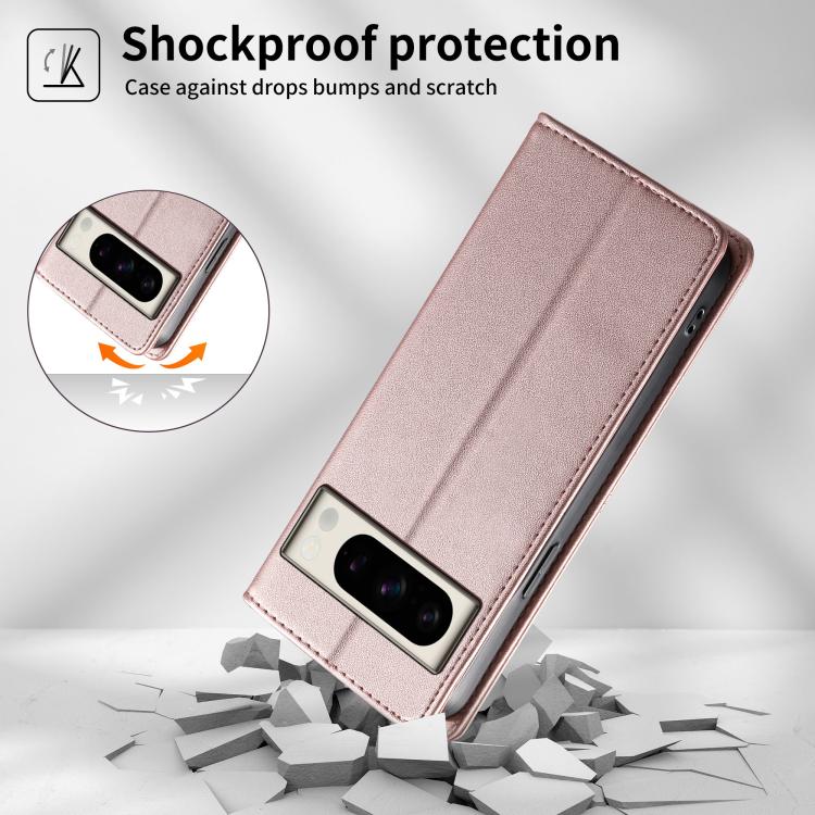For Google Pixel 8 Pro Stitched Line Magnetic RFID Vegan Leather Phone Case