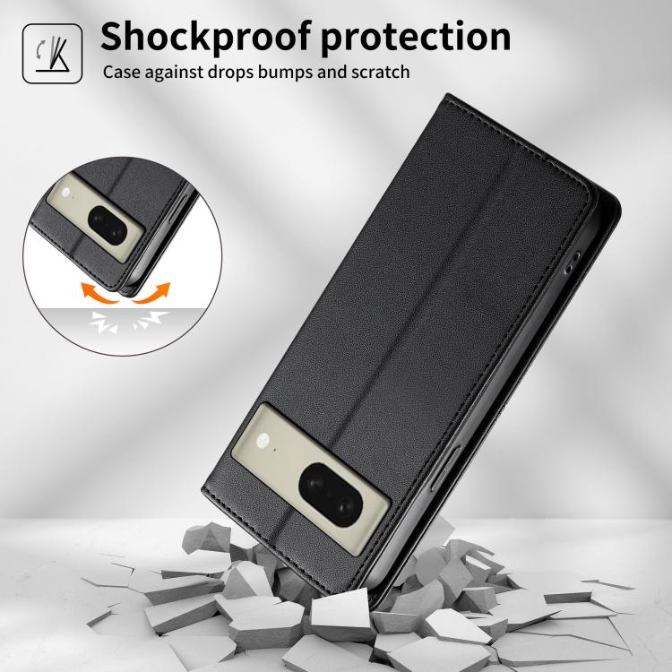 For Google Pixel 8 Stitched Line Magnetic RFID Vegan Leather Phone Case