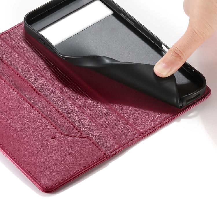 For Google Pixel 8 Stitched Line Magnetic RFID Vegan Leather Phone Case