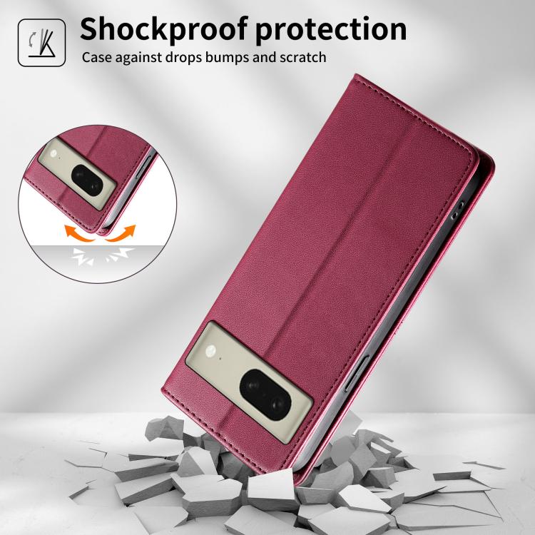 For Google Pixel 8 Stitched Line Magnetic RFID Vegan Leather Phone Case
