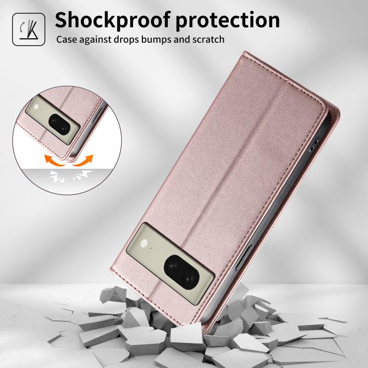 For Google Pixel 8 Stitched Line Magnetic RFID Vegan Leather Phone Case