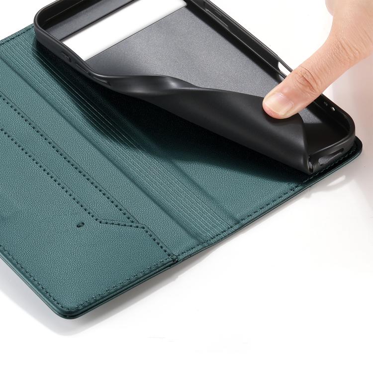 For Google Pixel 7a Stitched Line Magnetic RFID Vegan Leather Phone Case