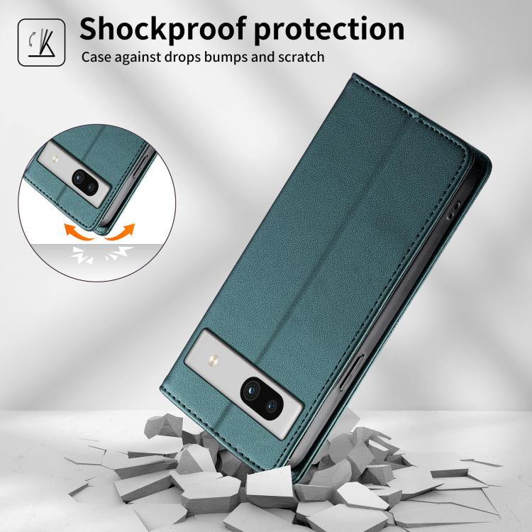 For Google Pixel 7a Stitched Line Magnetic RFID Vegan Leather Phone Case