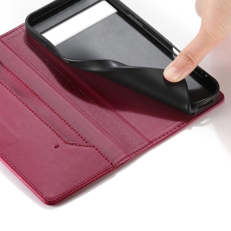 For Google Pixel 7a Stitched Line Magnetic RFID Vegan Leather Phone Case