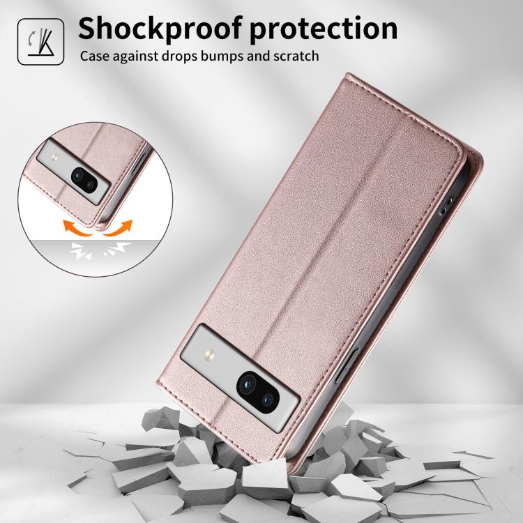 For Google Pixel 7a Stitched Line Magnetic RFID Vegan Leather Phone Case