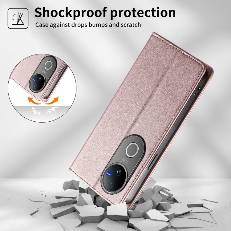 For vivo V50 5G Global Stitched Line Magnetic RFID Vegan Leather Phone Case