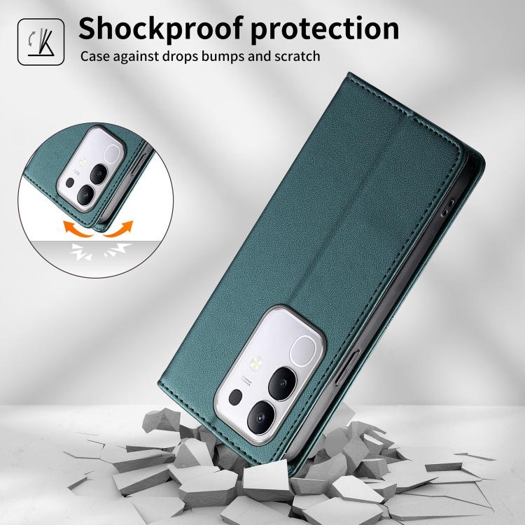 For vivo Y29 4G Global Stitched Line Magnetic RFID Vegan Leather Phone Case
