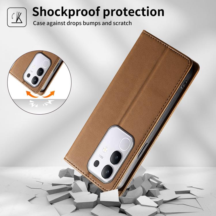 For vivo Y29 4G Global Stitched Line Magnetic RFID Vegan Leather Phone Case