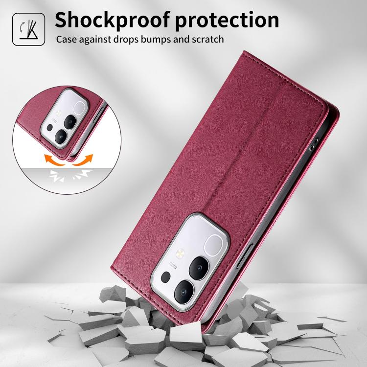 For vivo Y29 4G Global Stitched Line Magnetic RFID Vegan Leather Phone Case