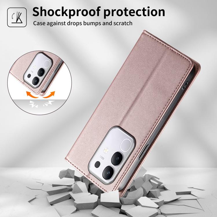 For vivo Y29 4G Global Stitched Line Magnetic RFID Vegan Leather Phone Case