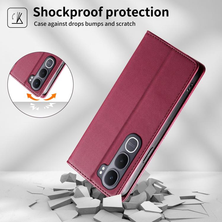 For vivo Y31 5G 2025 Stitched Line Magnetic RFID Vegan Leather Phone Case