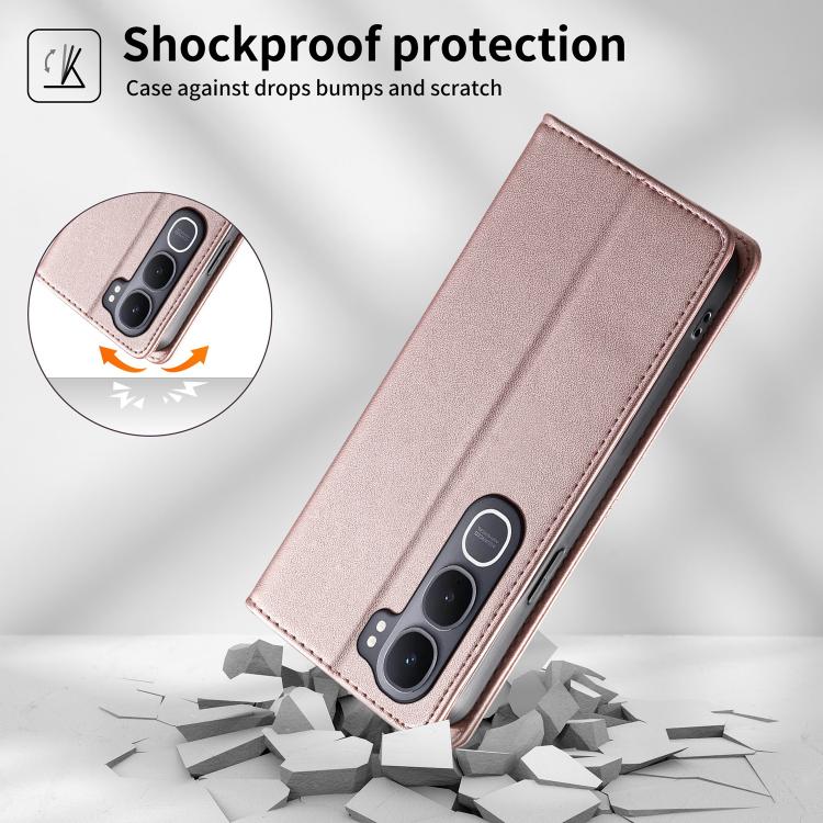 For vivo Y31 5G 2025 Stitched Line Magnetic RFID Vegan Leather Phone Case