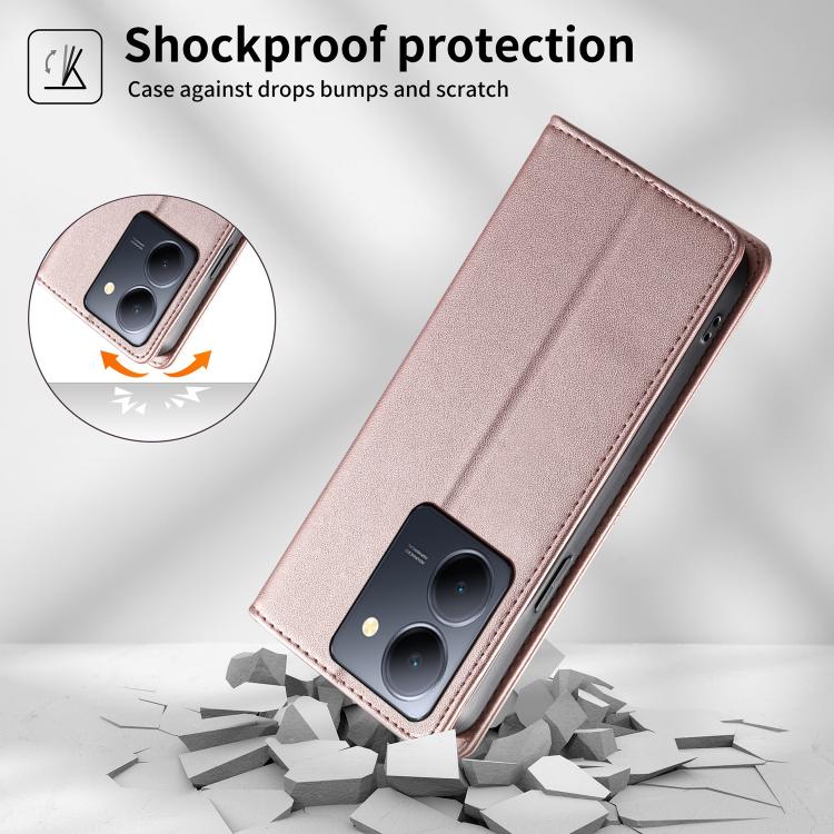 For vivo Y36 5G / Y78 5G Stitched Line Magnetic RFID Vegan Leather Phone Case