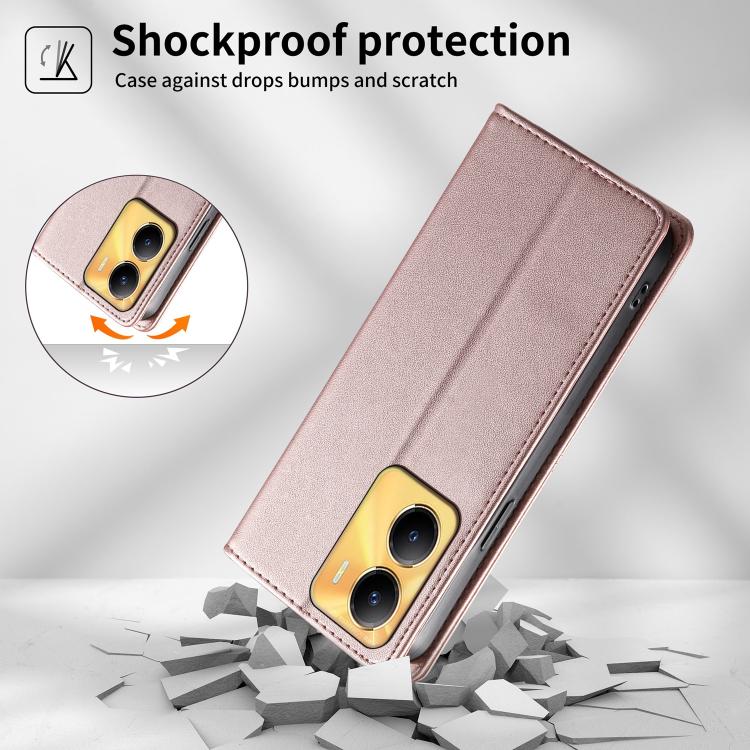 For vivo Y56 / Y16 / Y02s Stitched Line Magnetic RFID Vegan Leather Phone Case