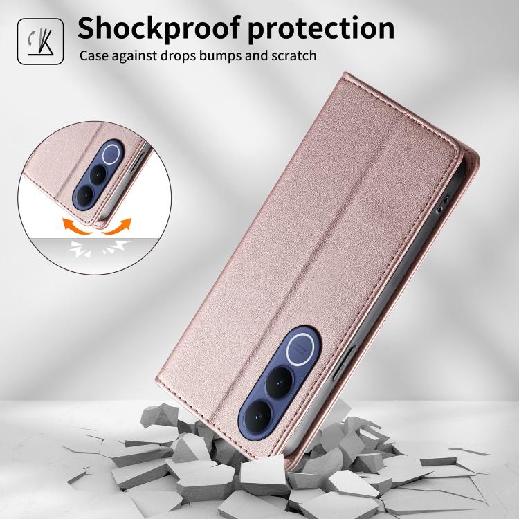 For vivo V70 FE 5G Stitched Line Magnetic RFID Vegan Leather Phone Case