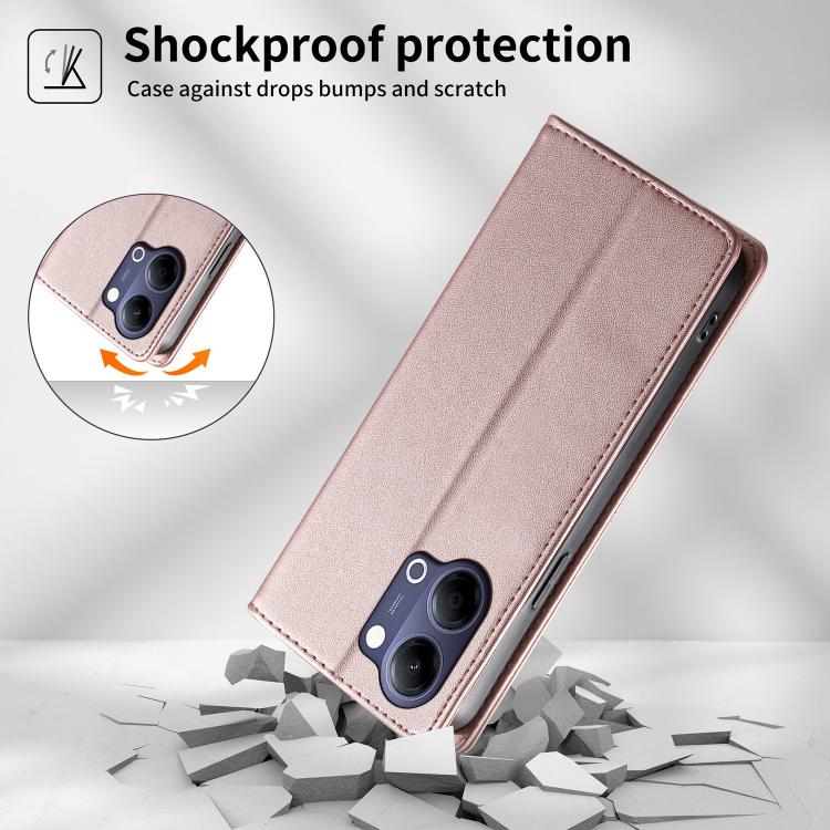 For vivo Y21 5G 2026 / Y05 4G Stitched Line Magnetic RFID Vegan Leather Phone Case