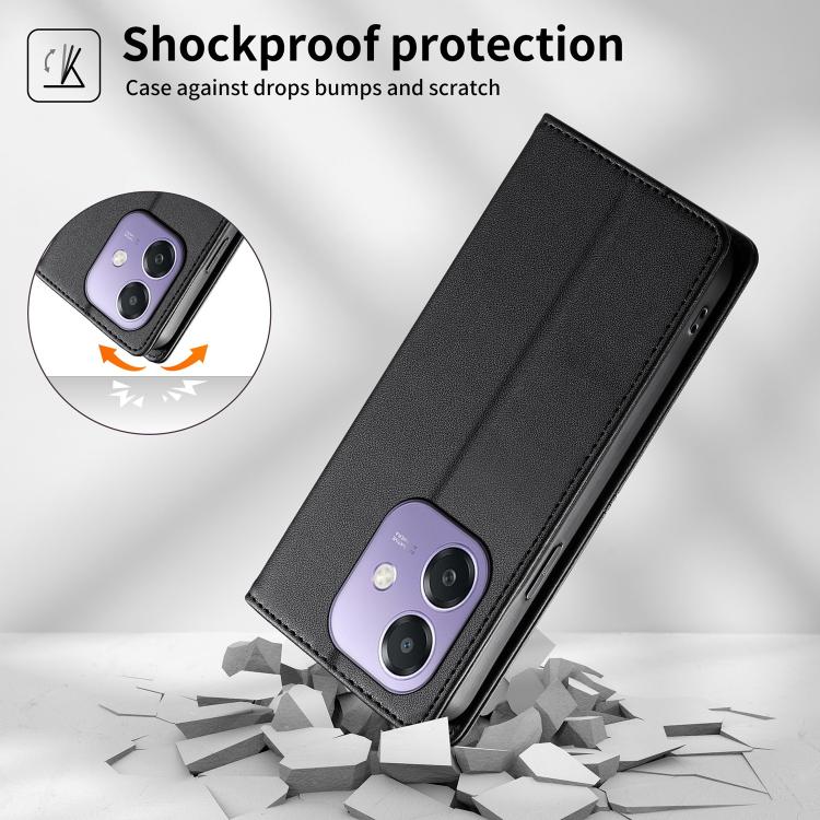 For OPPO A3 / A3x 4G / 5G / A5x 5G / A60 5G Stitched Line Magnetic RFID Vegan Leather Phone Case