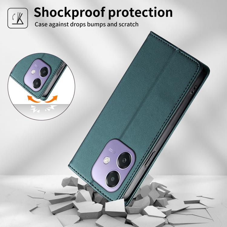For OPPO A3 / A3x 4G / 5G / A5x 5G / A60 5G Stitched Line Magnetic RFID Vegan Leather Phone Case