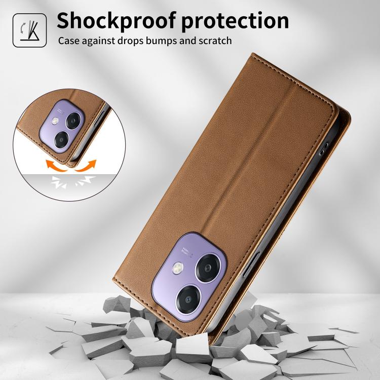 For OPPO A3 / A3x 4G / 5G / A5x 5G / A60 5G Stitched Line Magnetic RFID Vegan Leather Phone Case