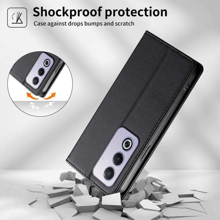 For OPPO A3 Pro 5G / A80 5G / A5 5G Global Stitched Line Magnetic RFID Vegan Leather Phone Case