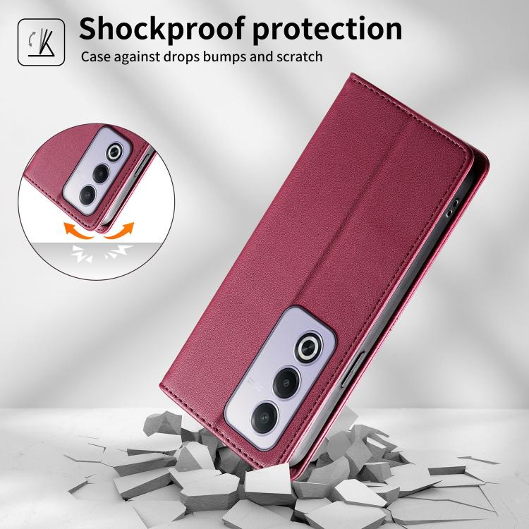 For OPPO A3 Pro 5G / A80 5G / A5 5G Global Stitched Line Magnetic RFID Vegan Leather Phone Case
